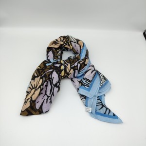 Blue Border Butterfly Bird Scarf